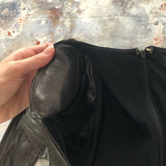 Guess Marciano | Black Metallic Silver Midi Wrap Dress NWOT - Picture 8 of 11